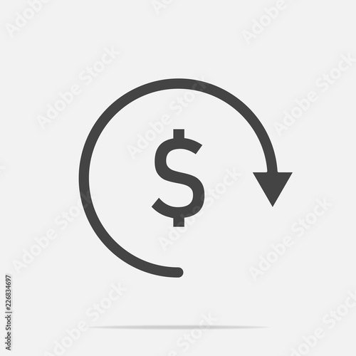 Vector circle icon with arrow and dollar sign. Currency exchange symbol.  Layers grouped for easy editing illustration. For your design.