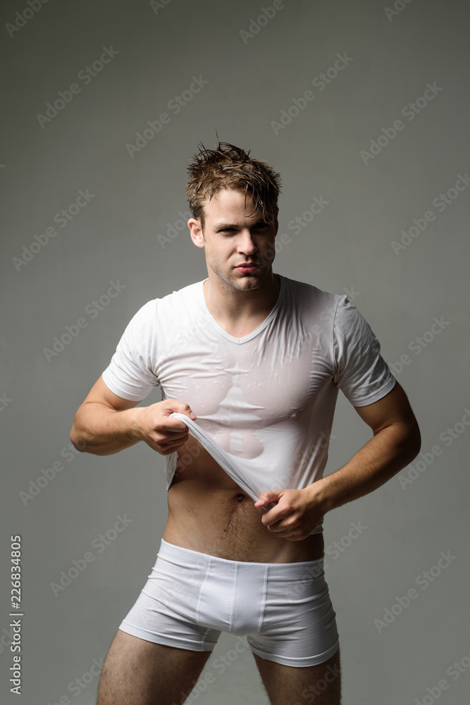 Sexy man in underwear. Muscular male model in white underwear. Men's  swimwear and underwear. Workout. Fitness model. Isolated. Black Friday. Men's  underwear. Man in boxer shorts. Photos | Adobe Stock