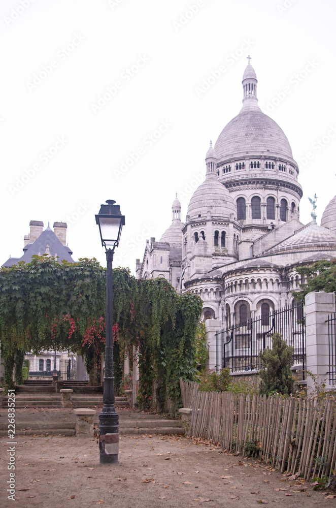  The Basilica of the Sacré Coeur in Montmartre in Paris with trees