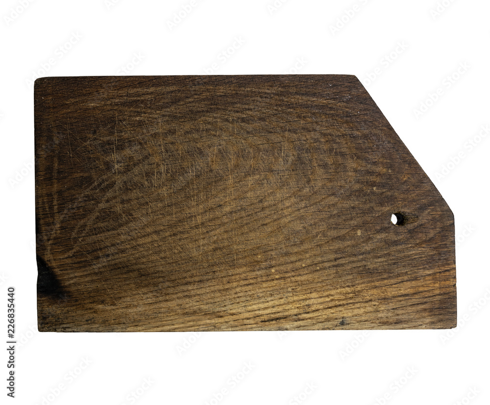 Fototapeta premium old brown rectangular wooden kitchen cutting board
