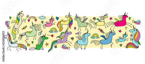 Magic unicorns collection, sketch for your design