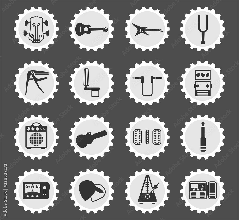guitar and accessories icon set guitar and accessories icon set