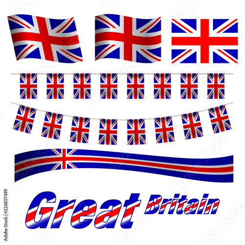 Great Britain flags set