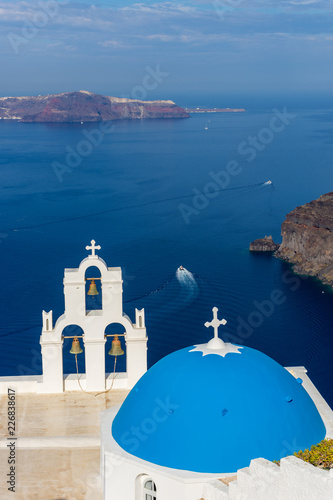 Santorini, Greece. Picturesque view of traditional cycladic Santorini houses on cliff