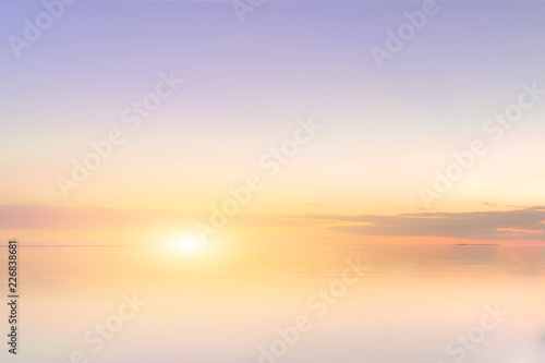 Majestic summer sunset over the Chudskoy lake