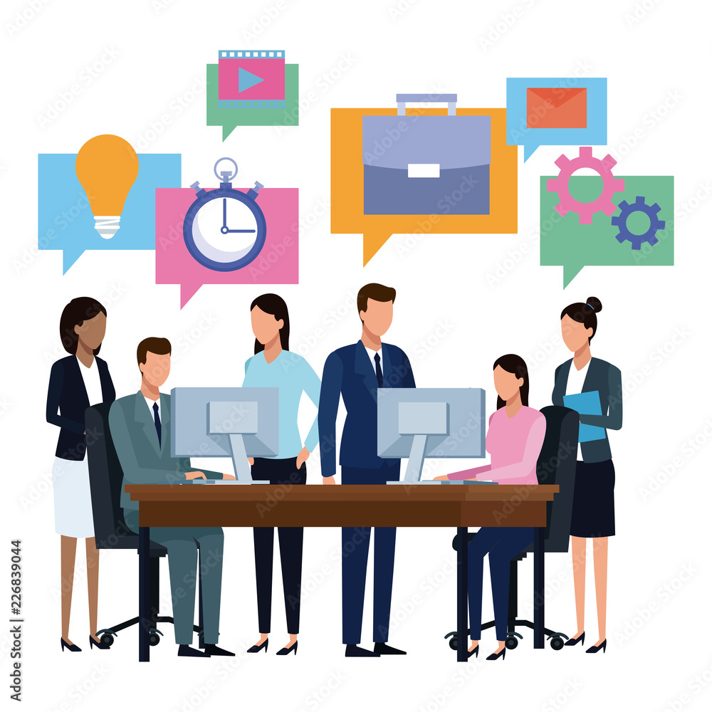 Business team brainstorming cartoon Business team brainstorming cartoon