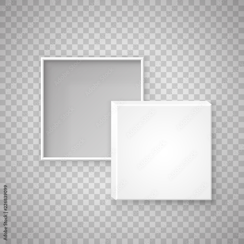 Open paper Square box on a transparent background. Vector illustration Open paper Square box on a transparent background. Vector illustration