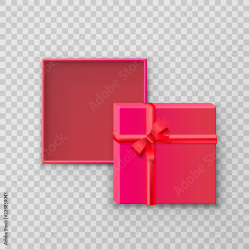 Open gift paper Square box on a transparent background. Vector illustration