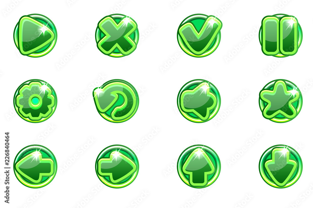 Vector green circles collection set glass buttons for Ui Vector green circles collection set glass buttons for Ui