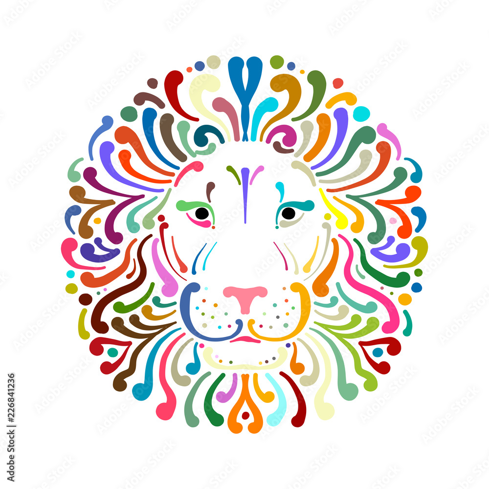 Fototapeta premium Lion face logo colorful, sketch for your design