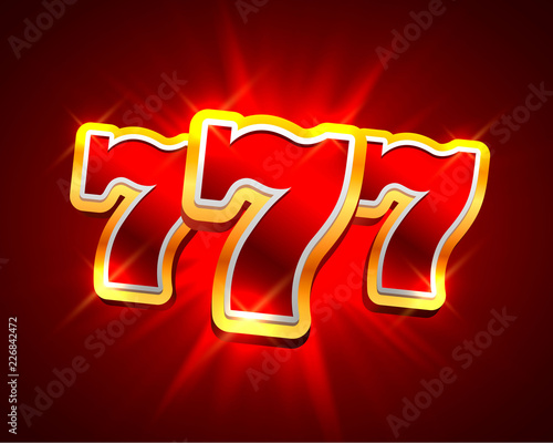 Big win slots 777 banner casino on the red background. Vector illustration