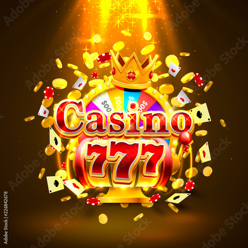 Casino 777 big win slots and fortune king banner. Vector illustration