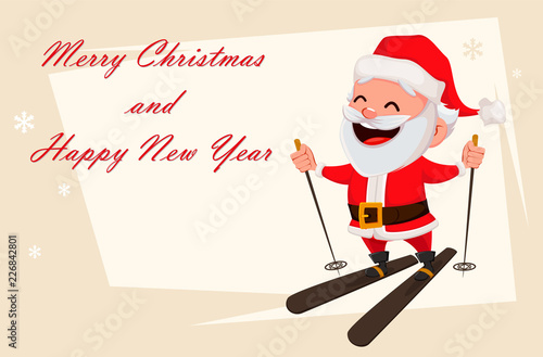 Merry Christmas greeting card with Santa Claus
