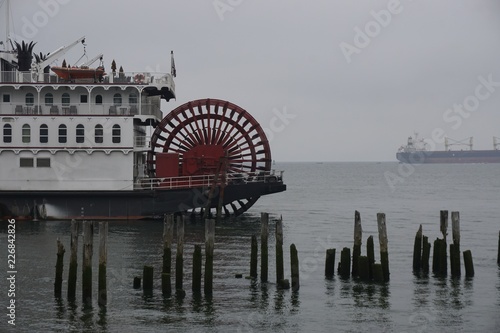stern wheel cruise ships at dock in Astoria, Oregon