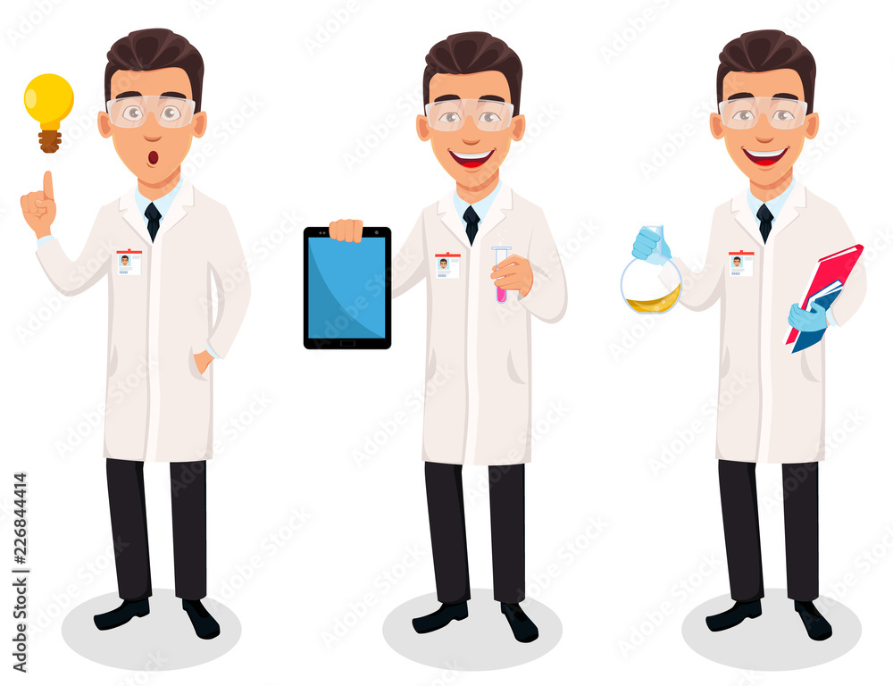 Scientist man. Handsome cartoon character Scientist man. Handsome cartoon character