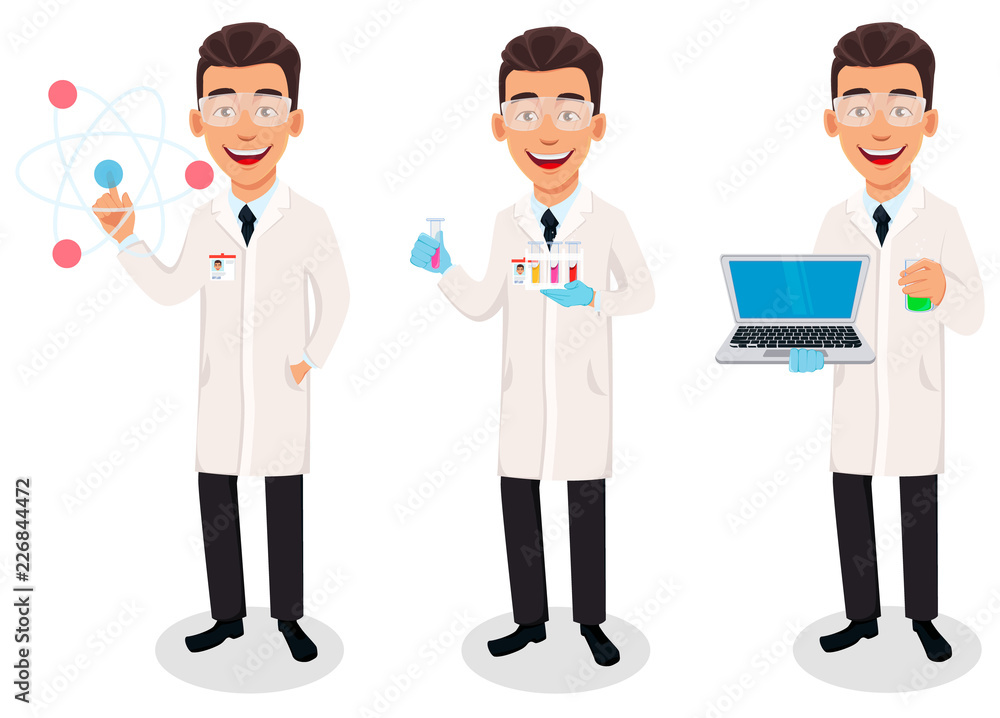 Scientist man. Handsome cartoon character Scientist man. Handsome cartoon character