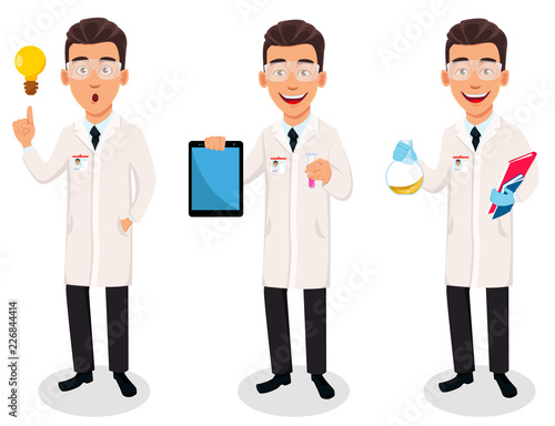 Scientist man. Handsome cartoon character