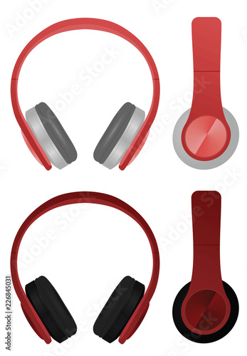 Red headphones. vector illustration