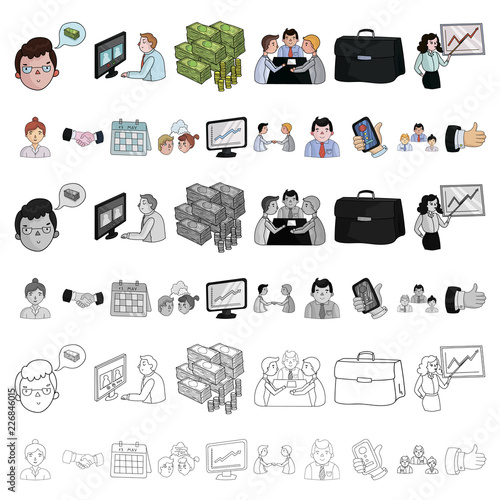 Business Conference And Negotiations cartoon icons in set collection for design.Business and training vector symbol stock web illustration.