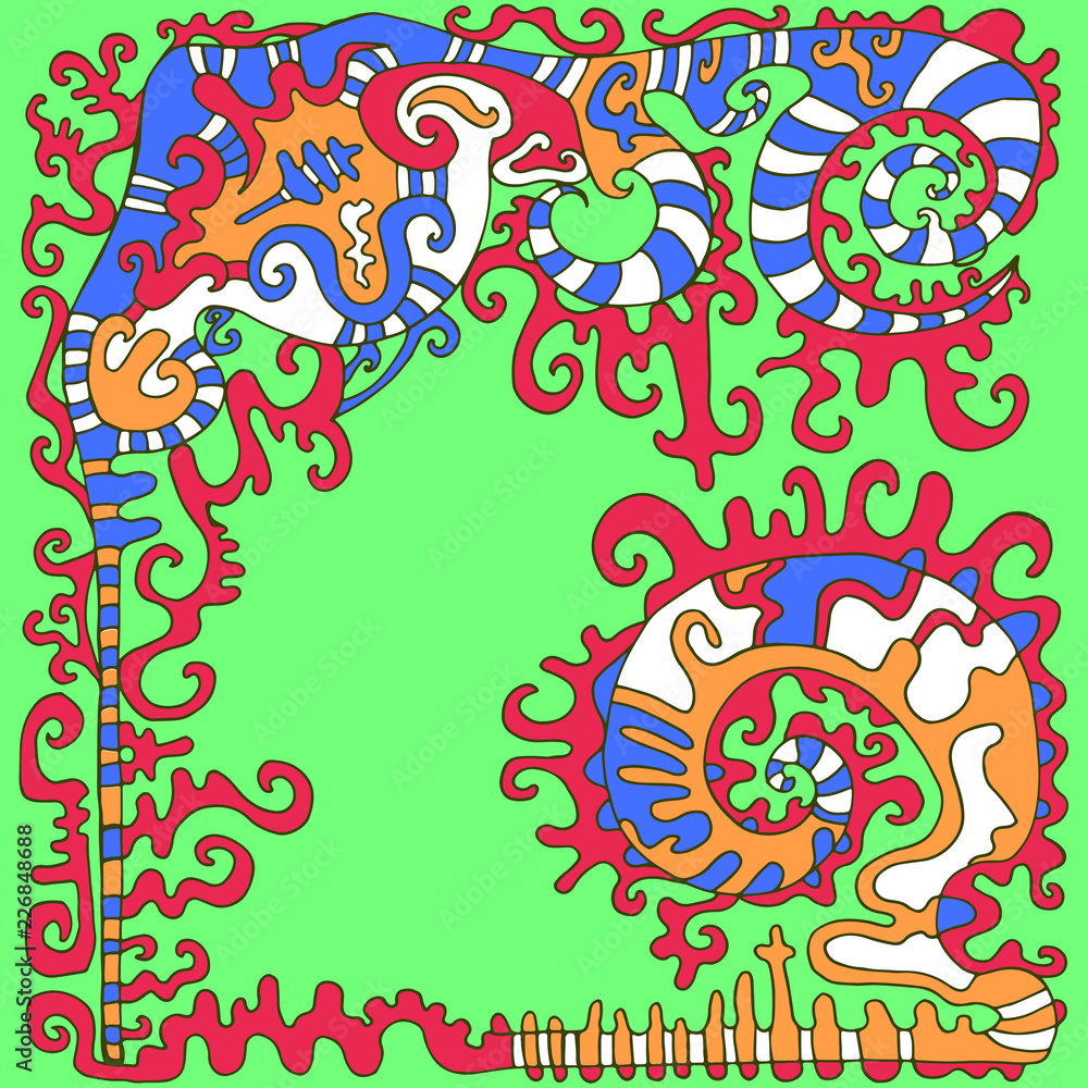 Tribal psychedelic ethnic background. Isolated pattern.Vector hand drawn abstract illustration.