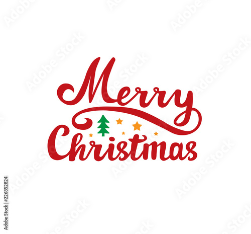 Merry Christmas. Holiday Vector Lettering. Text Calligraphic Lettering design for card template  banner.