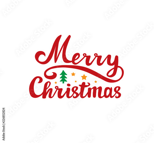 Merry Christmas. Holiday Vector Lettering. Text Calligraphic Lettering design for card template, banner.