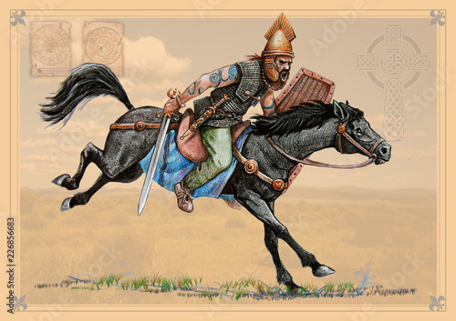 Celtic cavalryman. Historical illustration. Ancient warrior. Fototapet