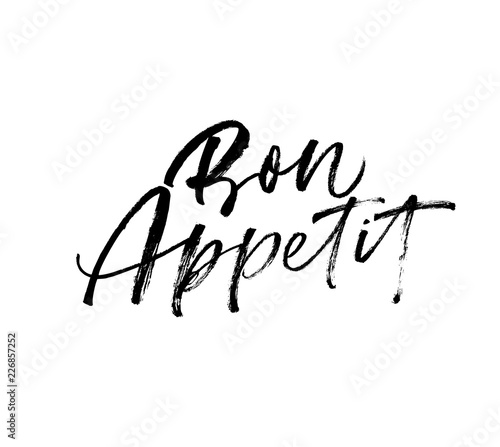 Bon appetit card. Hand drawn lettering background. Modern vector brush calligraphy.