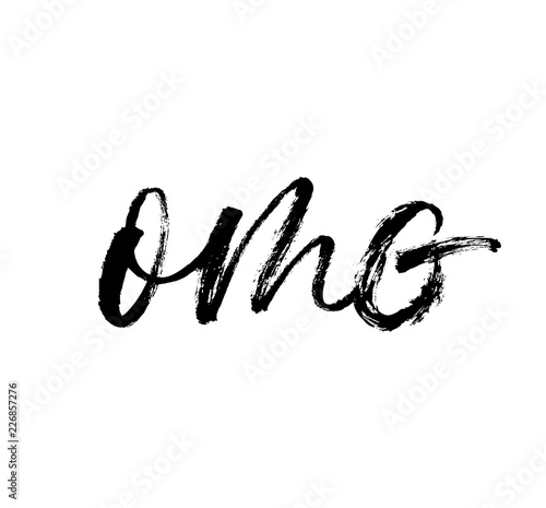 Brush pen lettering with phrase omg. Modern vector brush calligraphy.