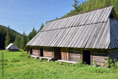 Cabane traditionnelle de montagne au fond de la Vallée du Jaworzkynka