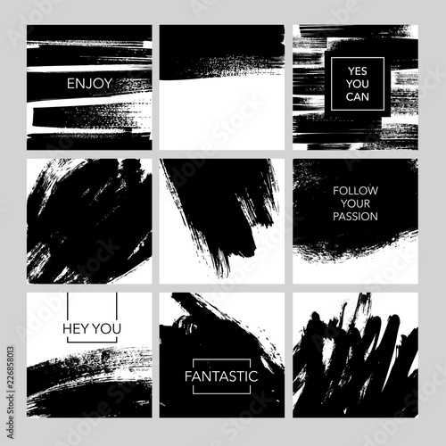 Collection of post template with abstract vector brush strokes.