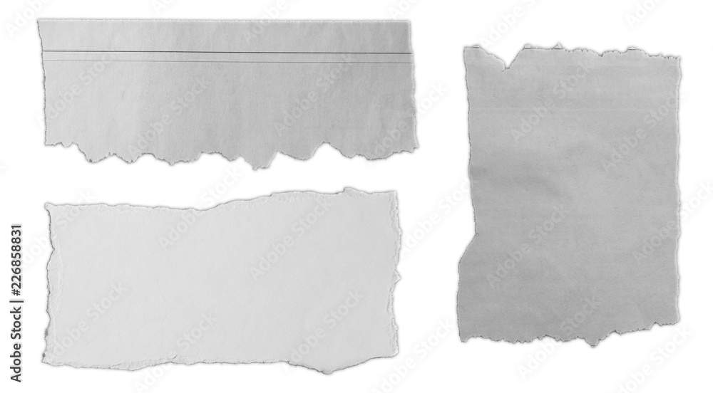 Obraz premium Torn pieces of paper isolated on white background