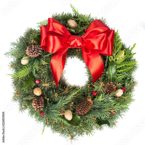 Christmas Wreath Isolated on White