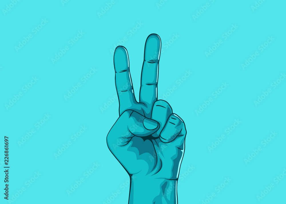 Male hand hand shows number two. Modern design. Vector illustration Male hand hand shows number two. Modern design. Vector illustration