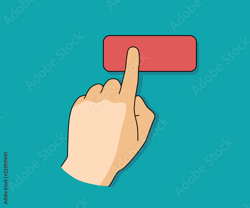 Hand pressing button. Click concept. Vector illustration