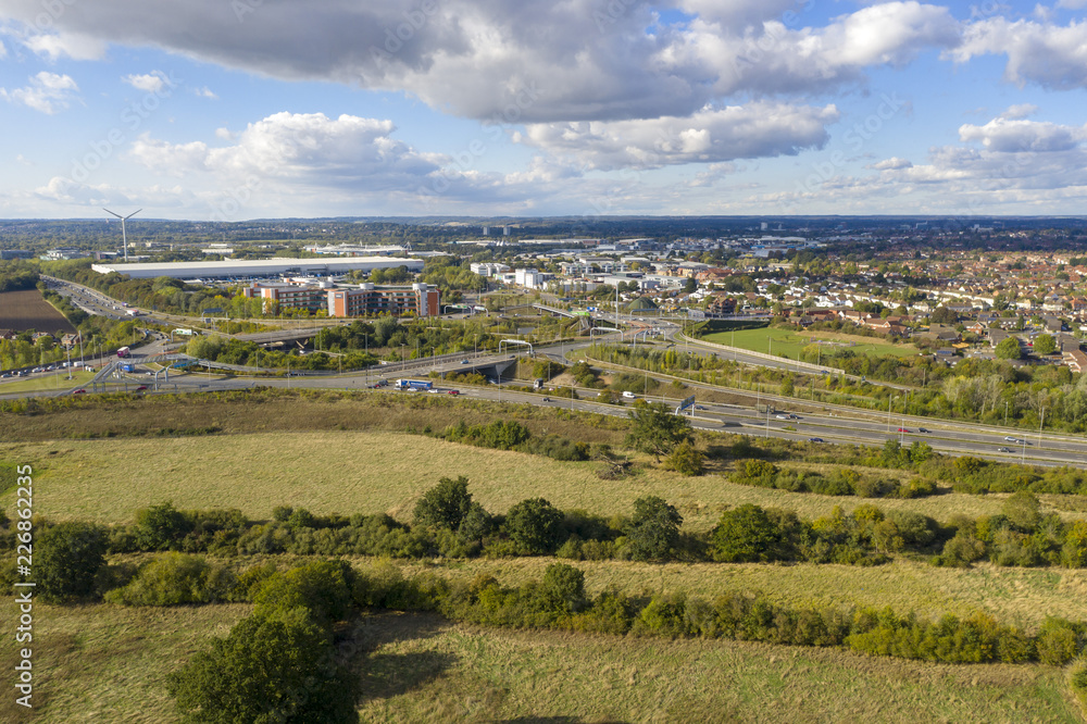 M4 Motorway Junction 11 aerial close to Reading, UK