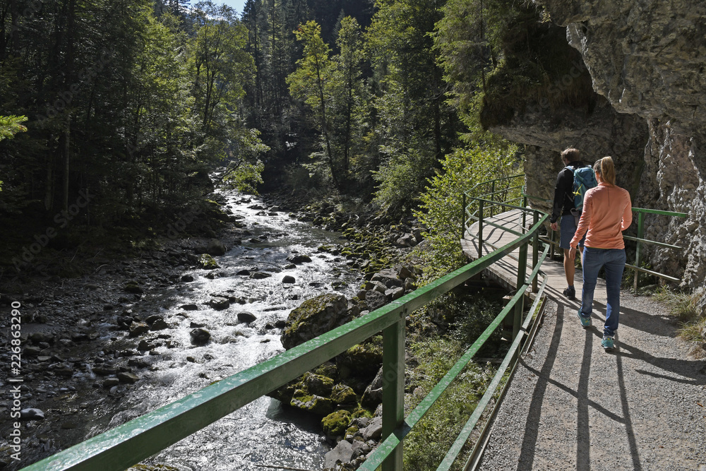 wanderer auf dem weg in die breitachklamm wanderer auf dem weg in die breitachklamm