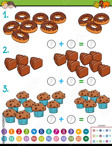 maths addition educational game with candies
