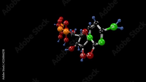 Cytidine triphosphate molecule. Molecular structure of CTP, adenosine triphosphate analogous used as viruses treatment as zika, dengue and hepatitis C. Alpha channel. photo