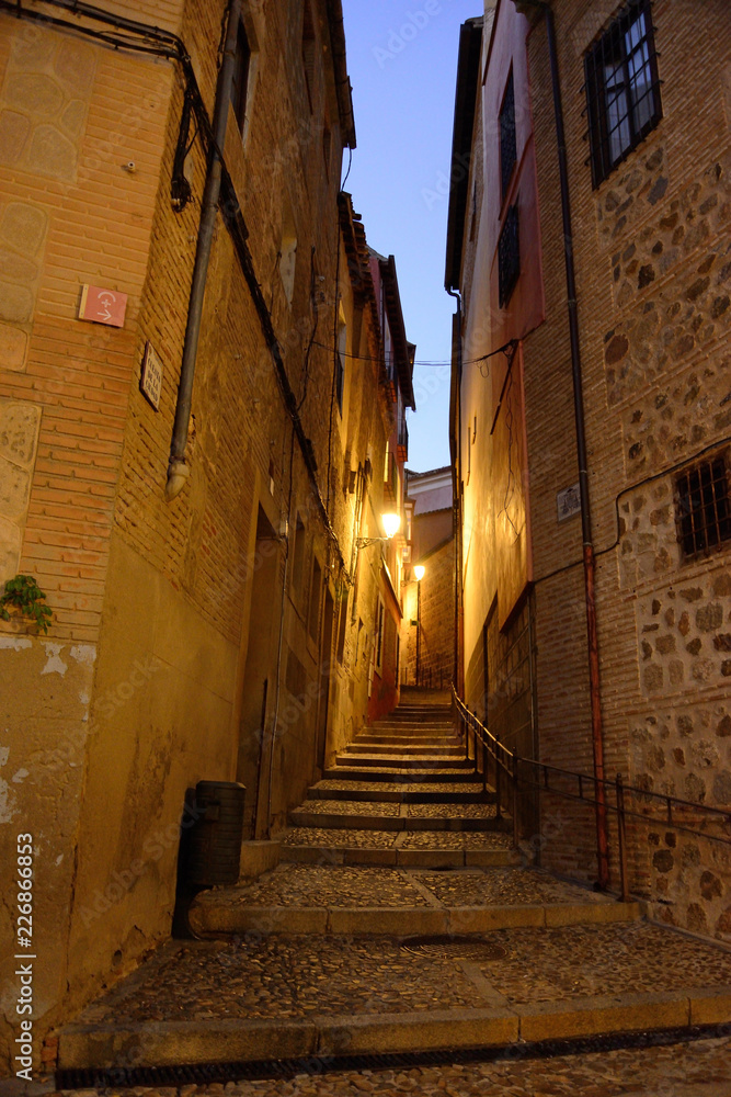 Toledo, Spain - September 24, 2018: Streets of the old town of the city of Toledo.