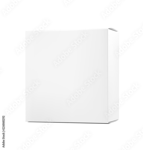 Realistic blank cardboard packaging box mock up. Vector illustration isolated on white background. Can be use for medicine, food, cosmetic and other. Ready for your design. EPS10.
