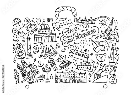 Travel to Saint Petersburg, sketch for your design