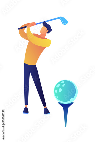 Businessman playing golf vector illustration