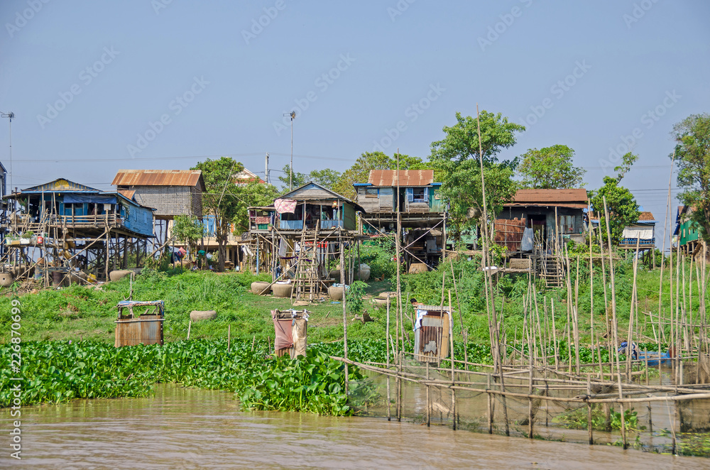 Stilted village of Tonle Sap Lake in Cambodia