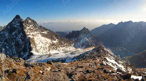 Fototapeta Naklejka Na Ścianę i Meble -  Rysy mountain landscape at winter
