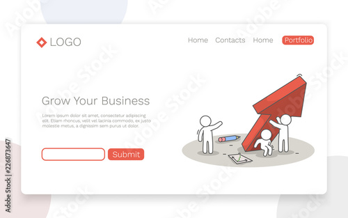 Grow your business. Teamwork and success concept. Landing page concept. Vector illustration
