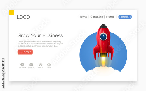 Space rocket launch. Startup creative idea. Landing page concept. Vector illustration