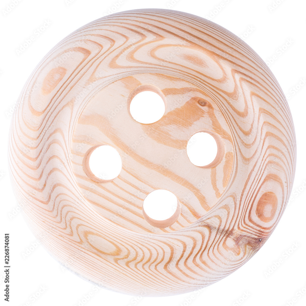 big wooden button isolated on a white background big wooden button isolated on a white background