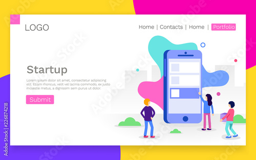 Concept of App Development for website. Landing page template.