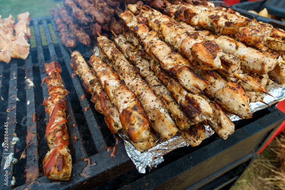 Barbecue Chicken Kebabs Grill